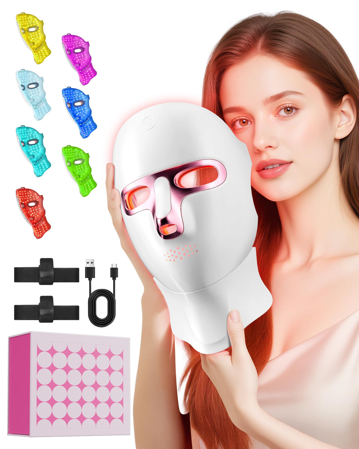 FOLOKE Mascarilla de luz roja para la cara, uso cómodo y seguro
