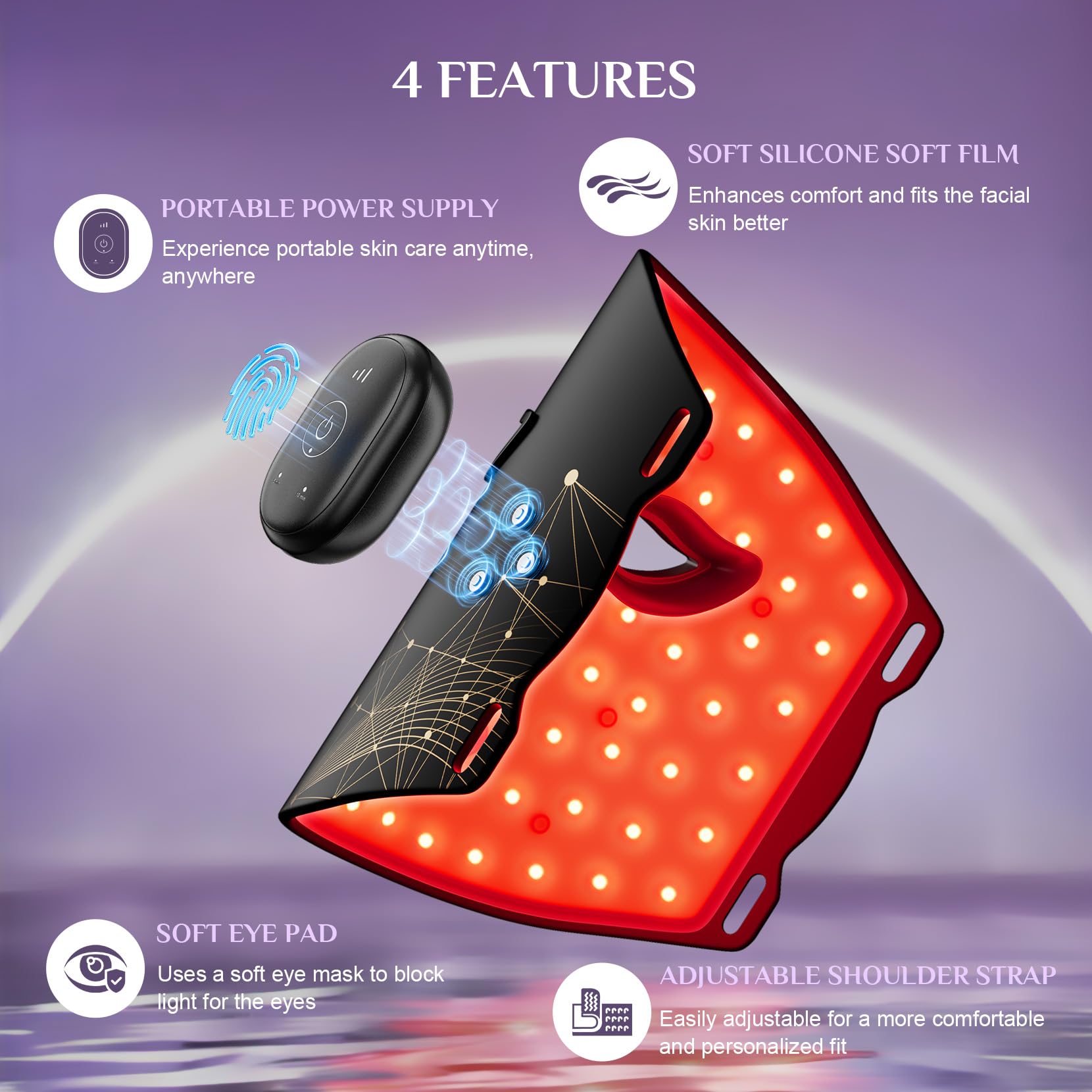FOLOKE mascarilla LED con NIR 830 nm para uso diario en casa