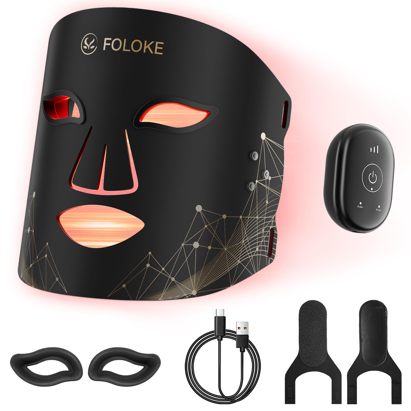 FOLOKE mascarilla de terapia LED con rojo 630 nm para uso doméstico