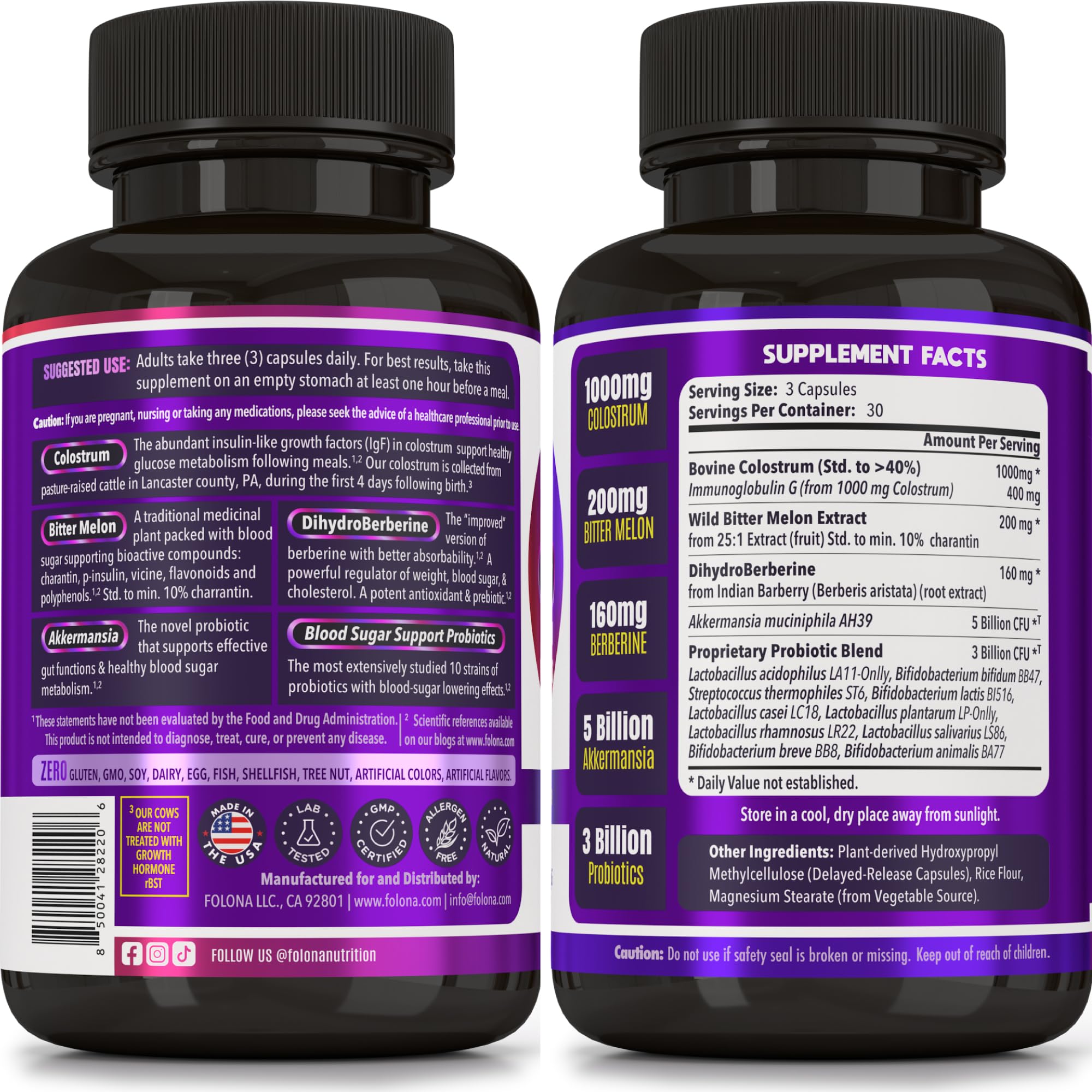 Folona cápsulas en primer plano para digestión y metabolismo equilibrado