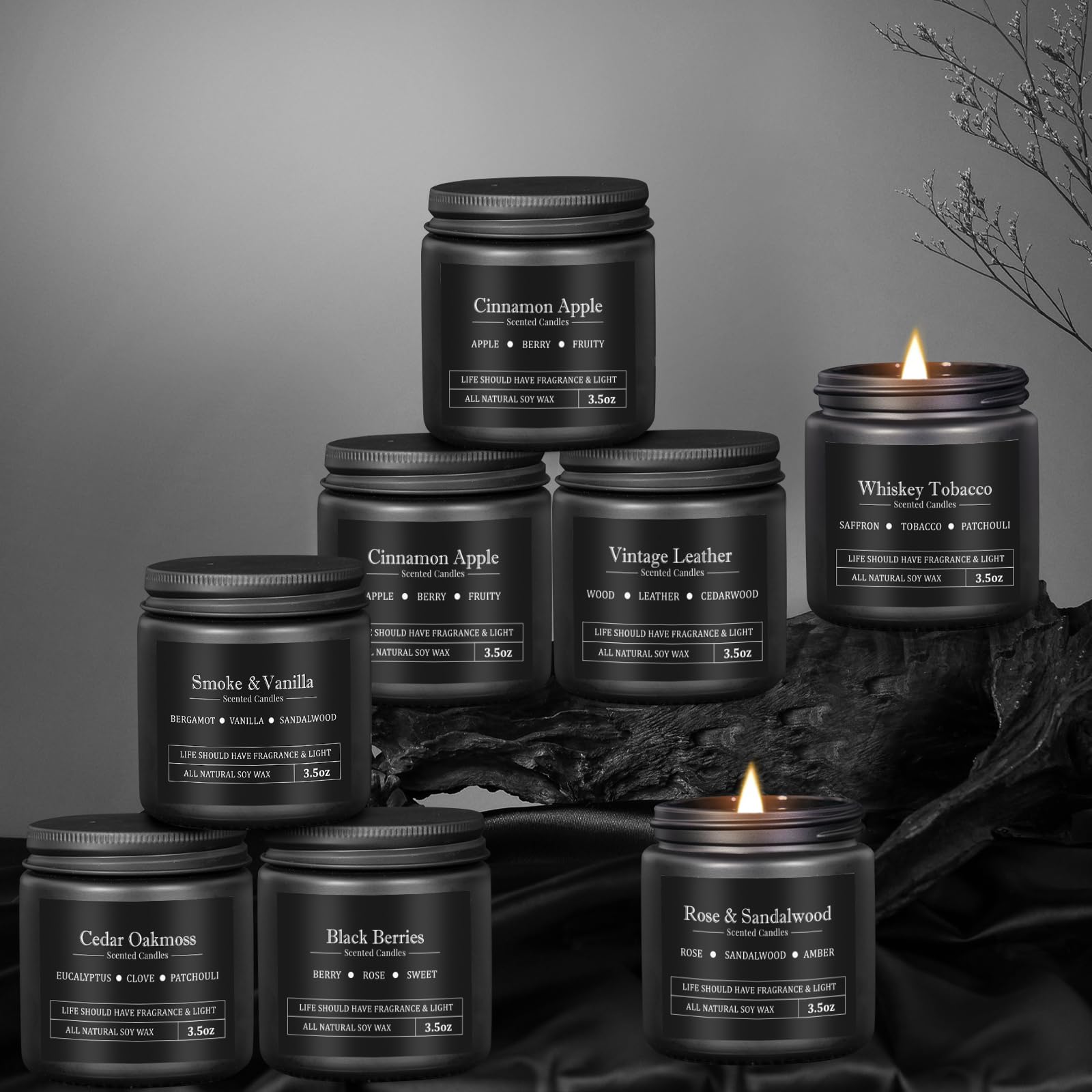 Velas FOMICO cedro musgo de roble para ambiente robusto y elegante.