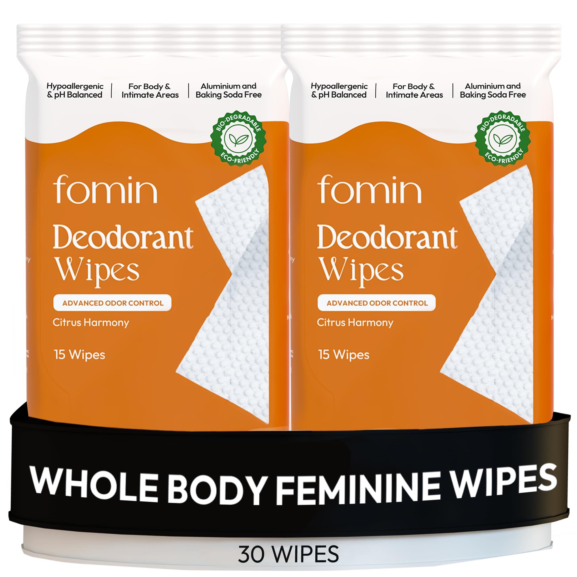 Toallitas FOMIN para axilas con aroma cítrico, control suave del olor.