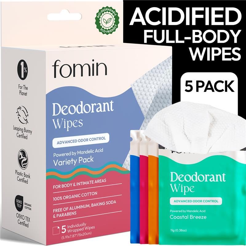FOMIN toallitas desodorantes viaje mini en empaque compacto para bolso