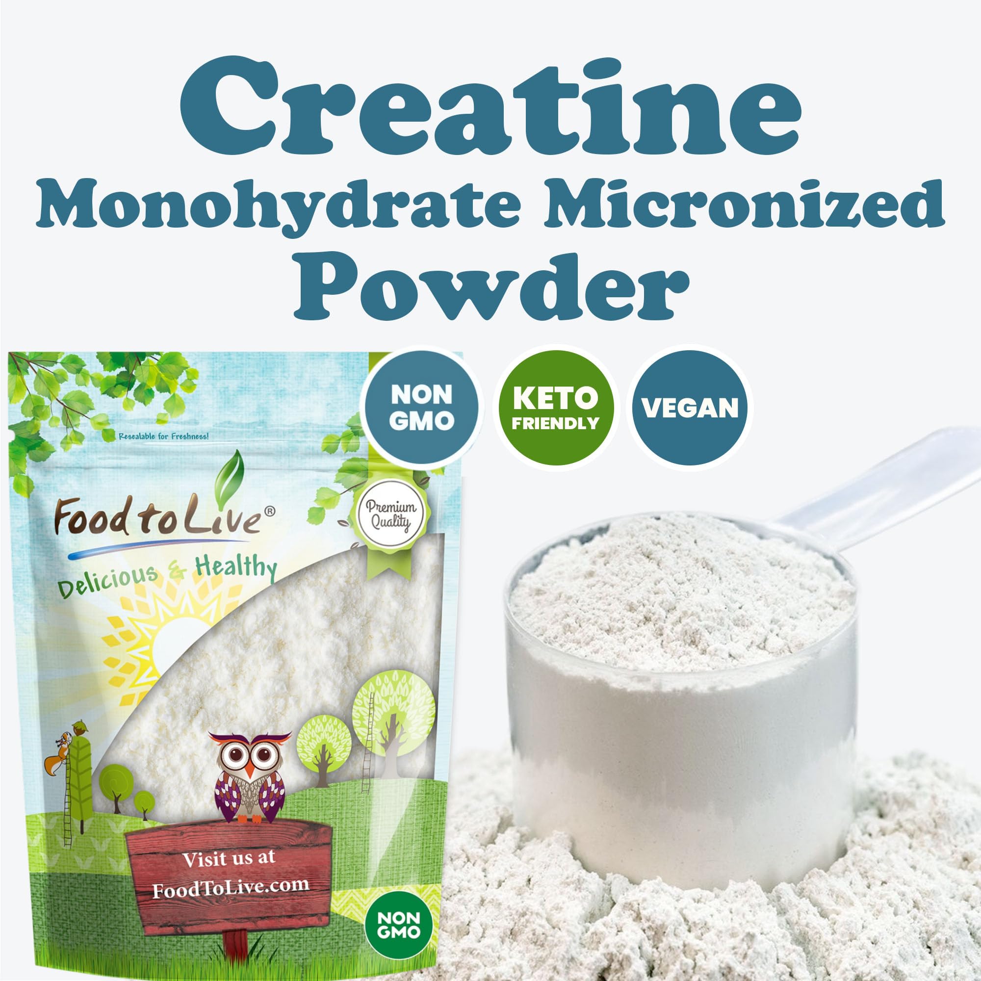 Food to Live creatina monohidrato al mezclar en agua se disuelve rápido