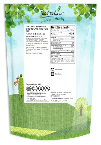 Proteína vegetal en polvo de Food to Live Energize para batidos cremosos