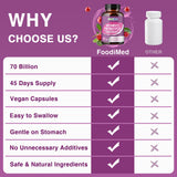FoodiMed probióticos para mujeres prebióticos - soporte de la microbiota intestinal
