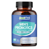 FoodiMed Probiotics para hombres en frasco de 90 cápsulas para salud digestiva.
