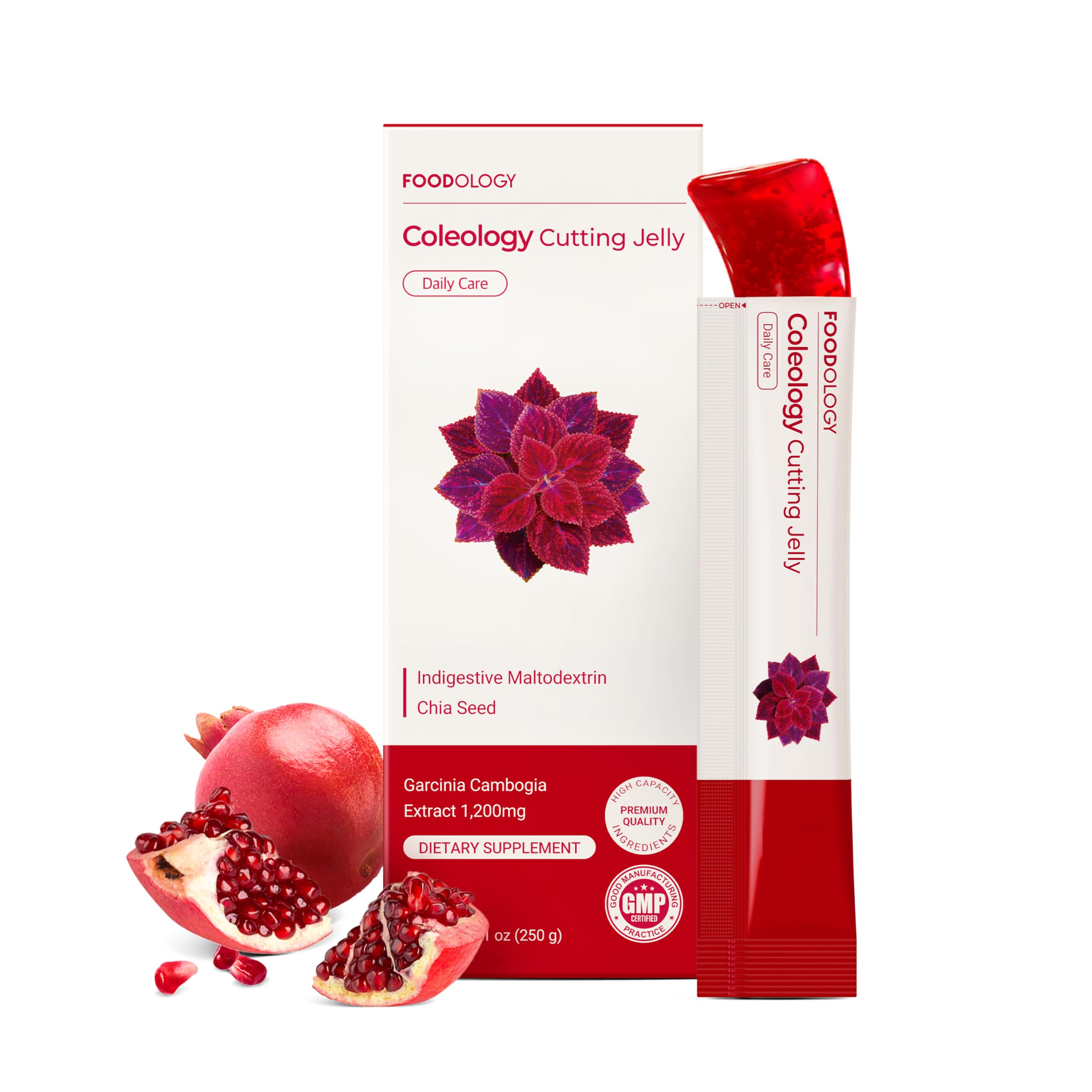 FOODOLOGY Coleology gelatina en barra Granada, empaque práctico para llevar