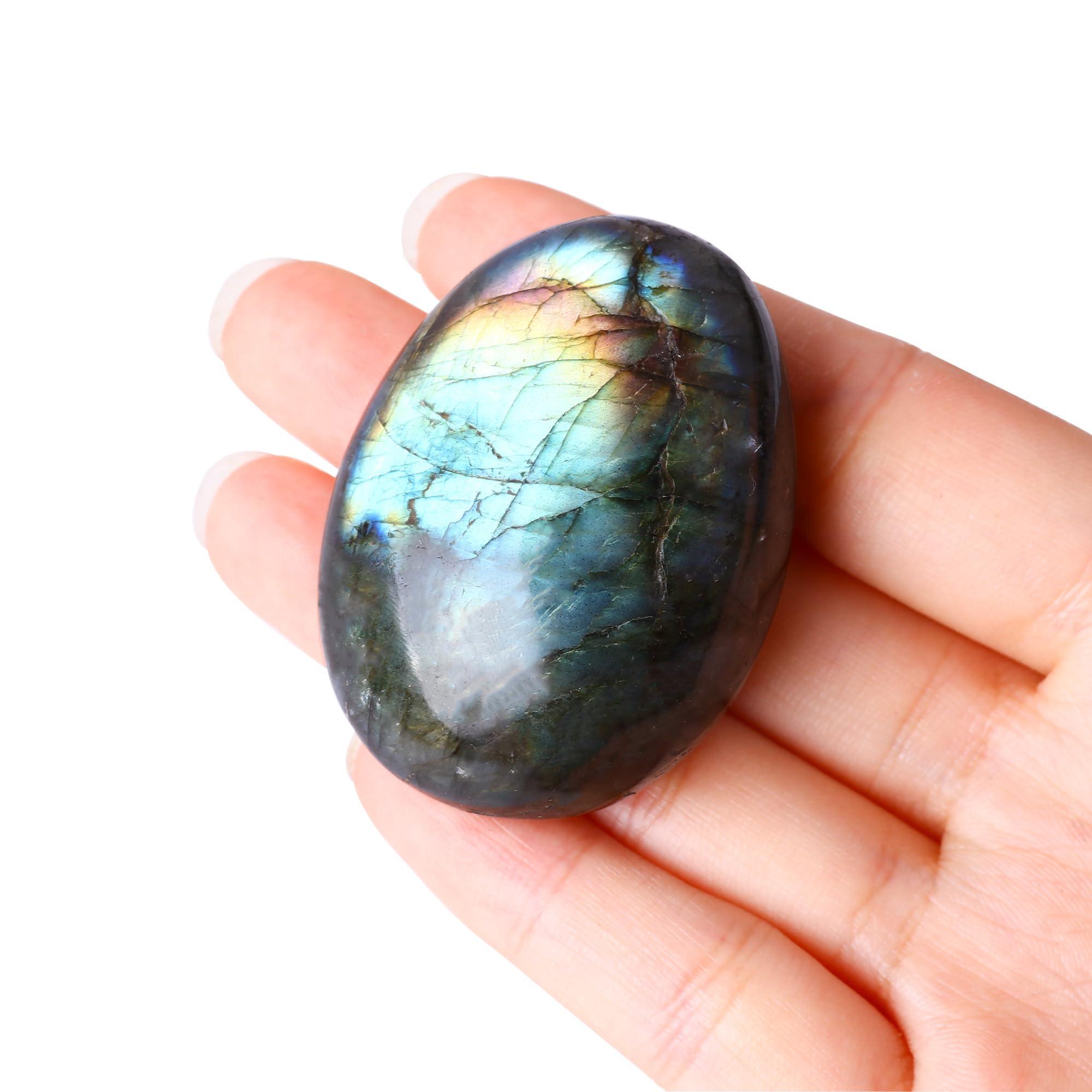 FORBY Labradorita, piedra palma para meditar y atraer energía positiva.