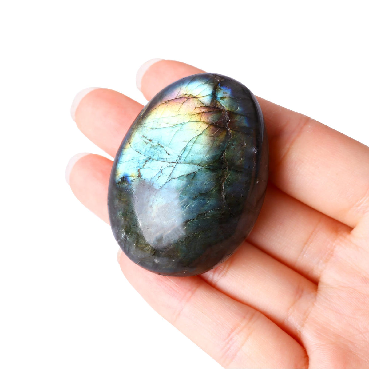FORBY Labradorita, piedra palma para meditar y atraer energía positiva.
