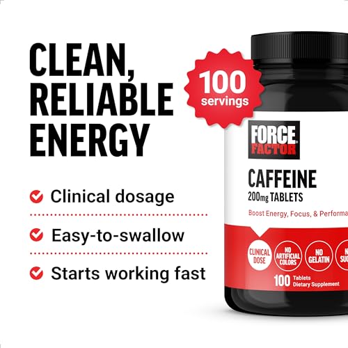 Force Factor cafeína: dosis concentrada para rendimiento y concentración sostenida
