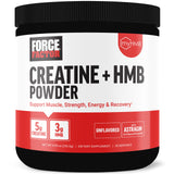 Force Factor creatina HMB, polvo sin sabor en bote, listo para mezclar.