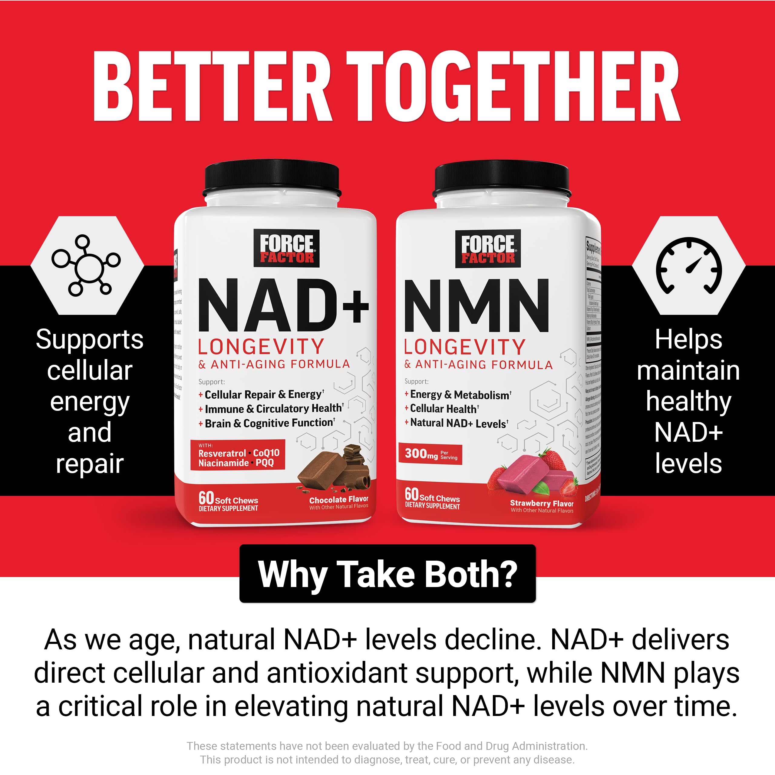 Force Factor NMN masticables sabor fresa para consumo diario