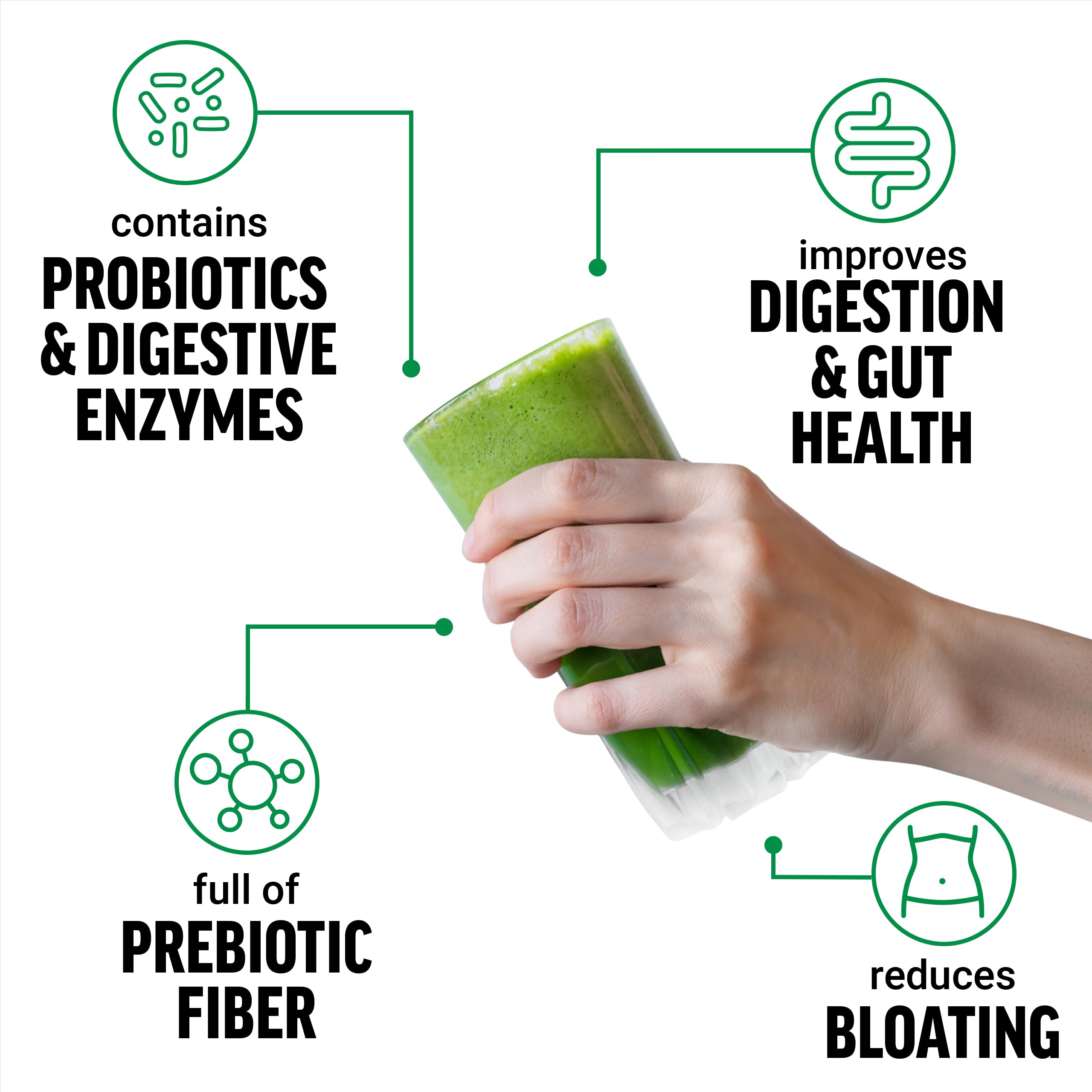 Force Factor Smarter Greens probióticos y enzimas para digestión suave