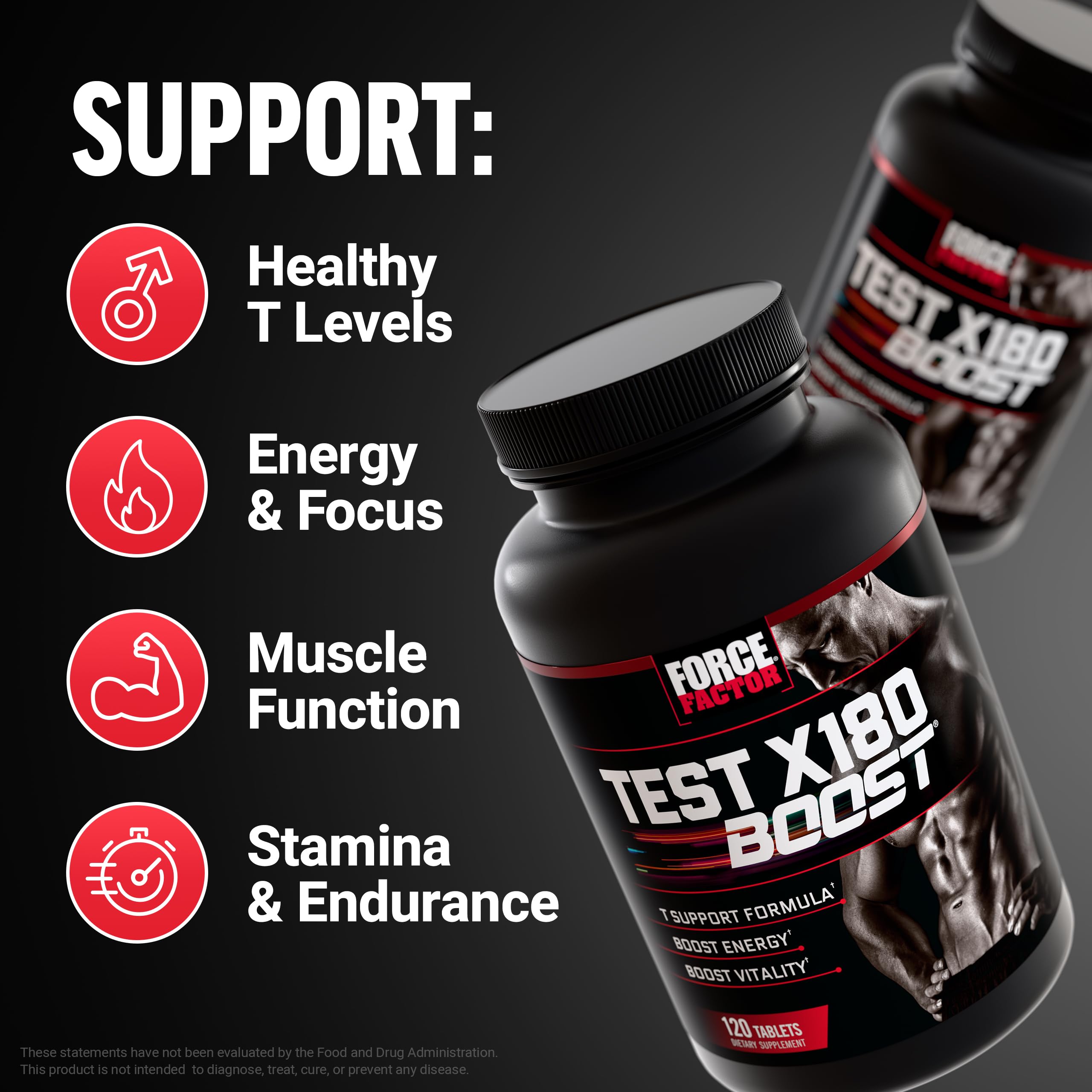 Force Factor Test X180 Boost: etiqueta de información con datos nutricionales