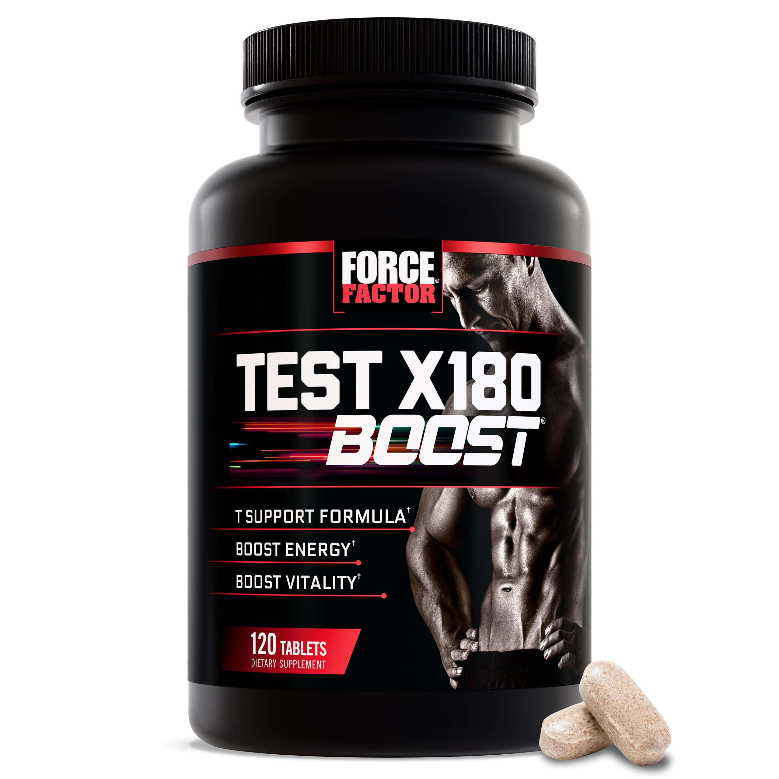 Force Factor Test X180 Boost: tabletas frente, energía sostenida para entrenar