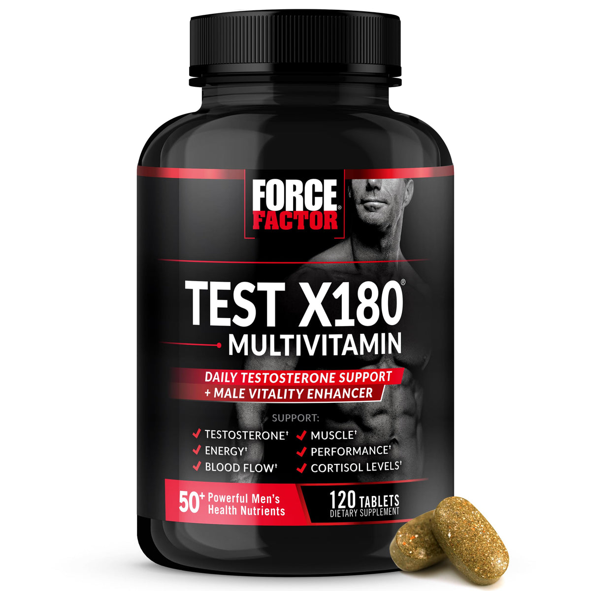 Force Factor Test X180, tabletas dosis diaria para vitalidad y enfoque diario.