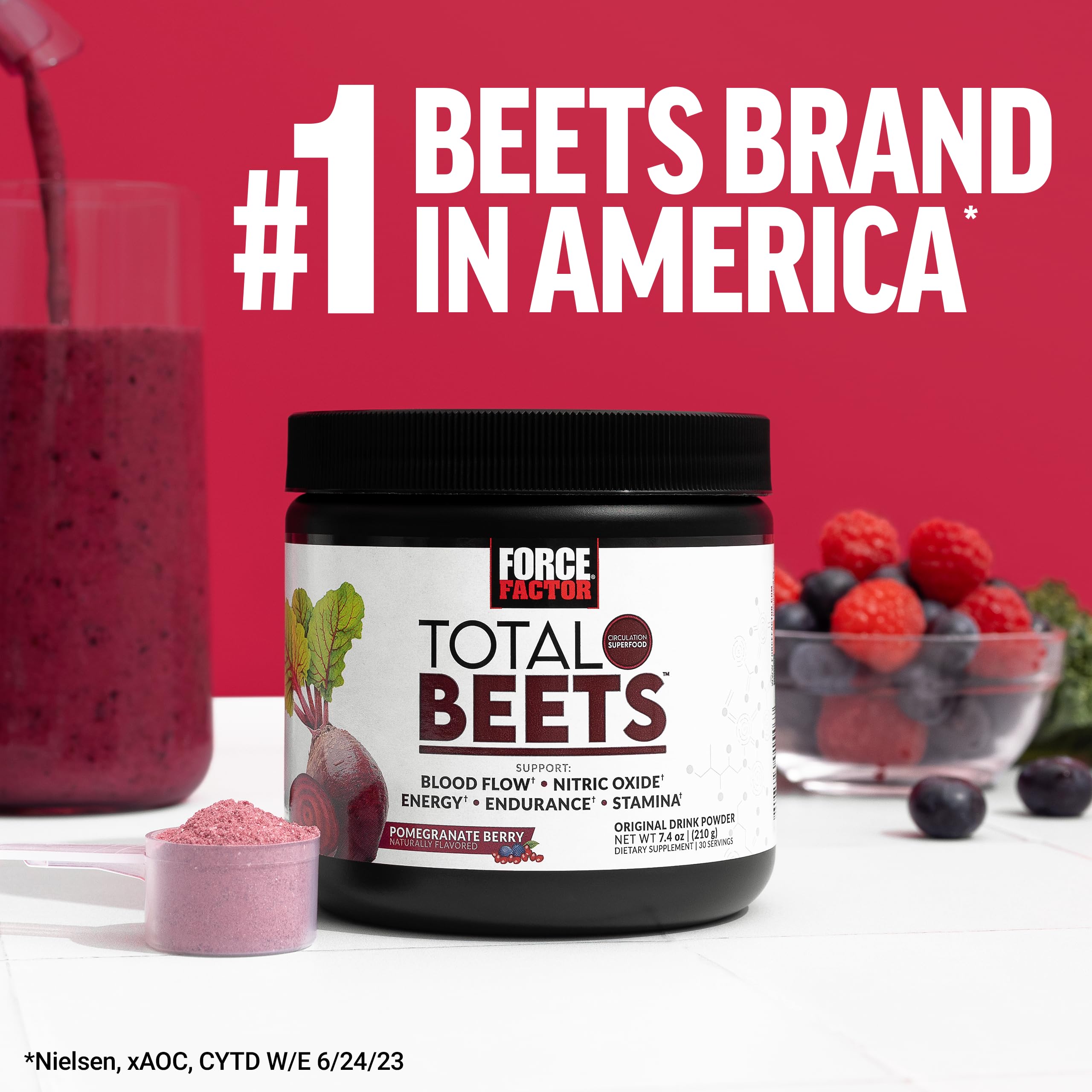 Force Factor Total Beets: apoyo circulatorio para mayor rendimiento diario.