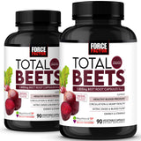 Force Factor Total Beets: botella y cápsulas, apoyo posible a la circulación diaria.