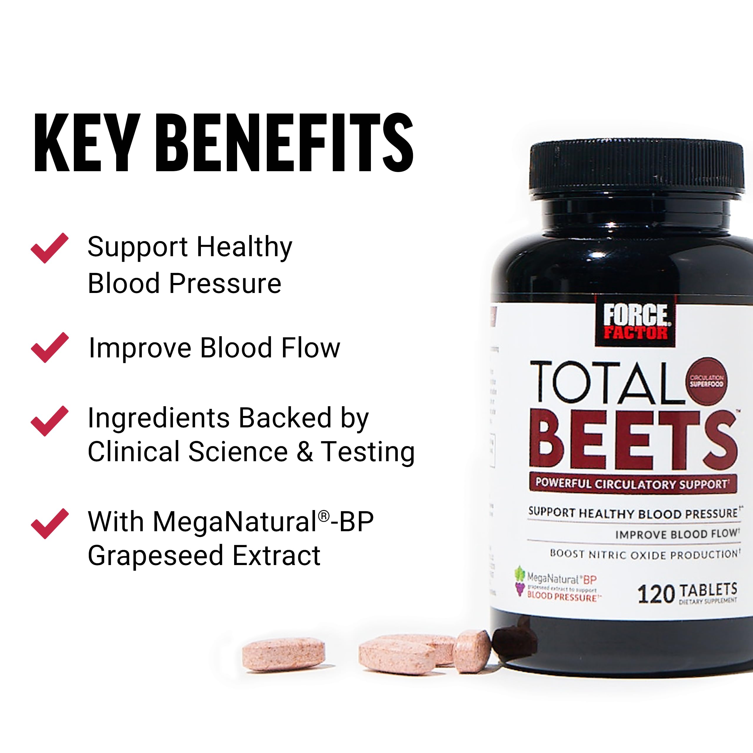 Force Factor Total Beets: etiqueta-caja mostrando sello de calidad GMP.