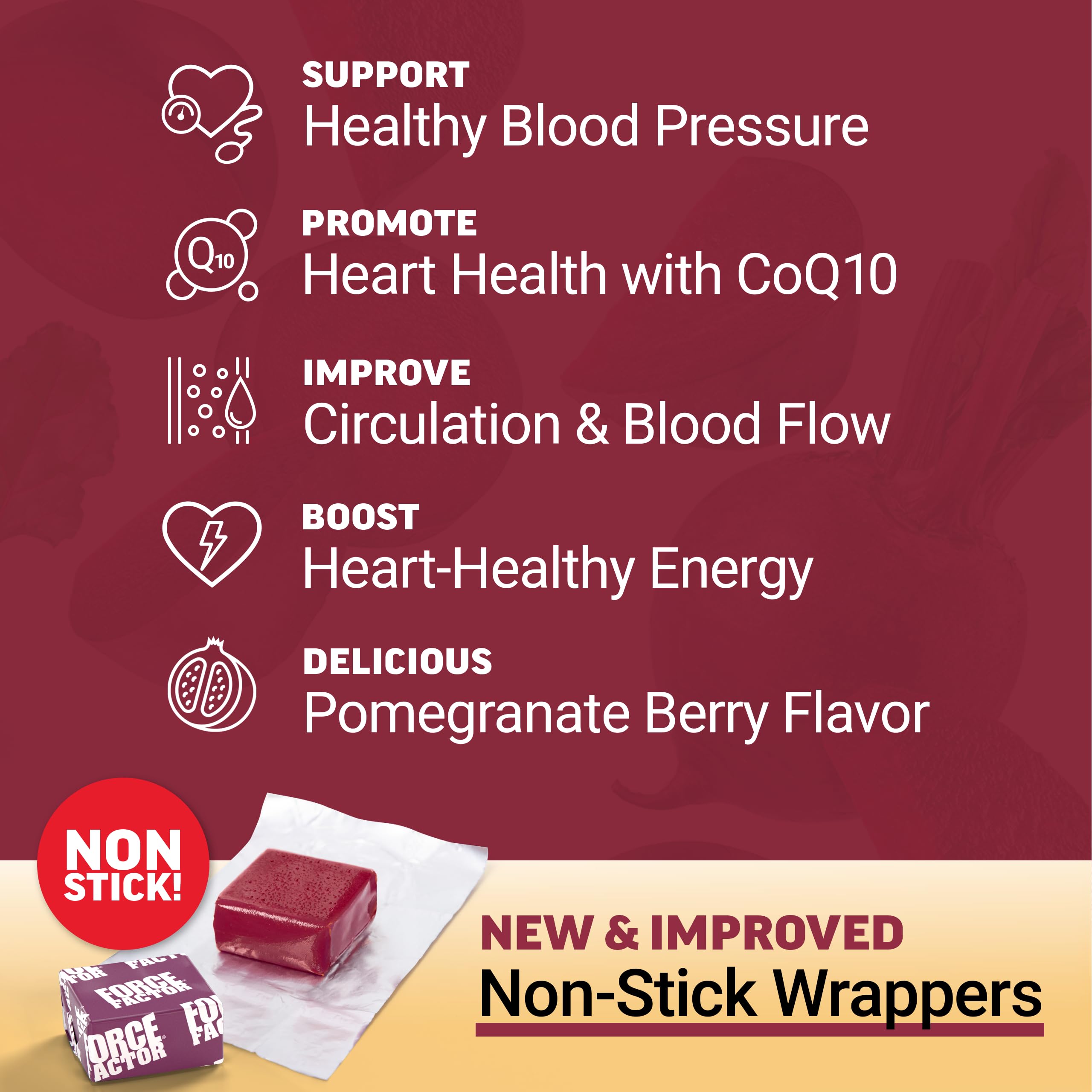 Force Factor Total Beets, etiqueta detalle, beneficios antioxidantes para la salud cardíaca.