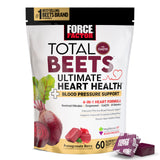 Force Factor Total Beets, frasco de masticables, apoyo diario para energía.