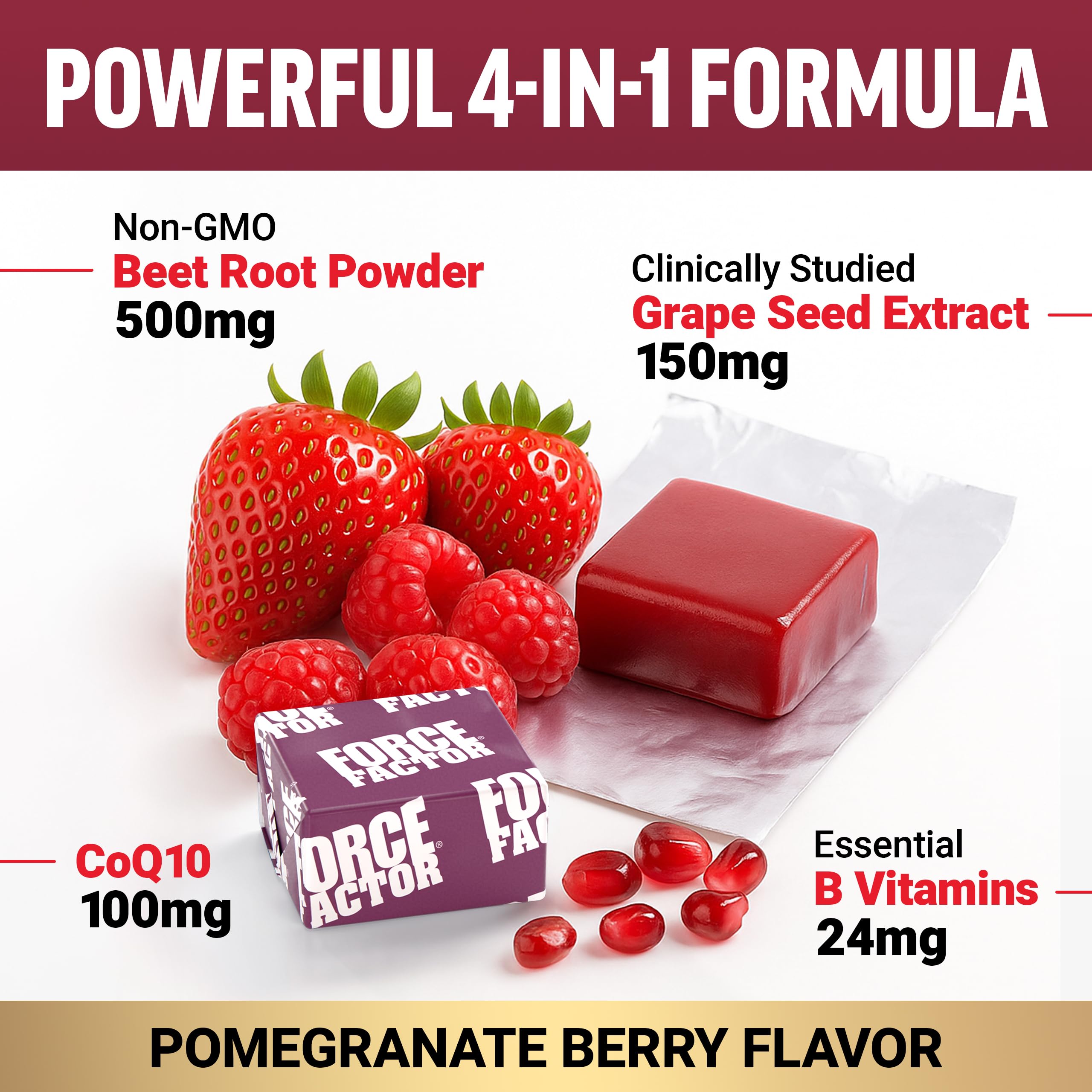 Force Factor Total Beets, vitaminas B para metabolismo y energía celular.