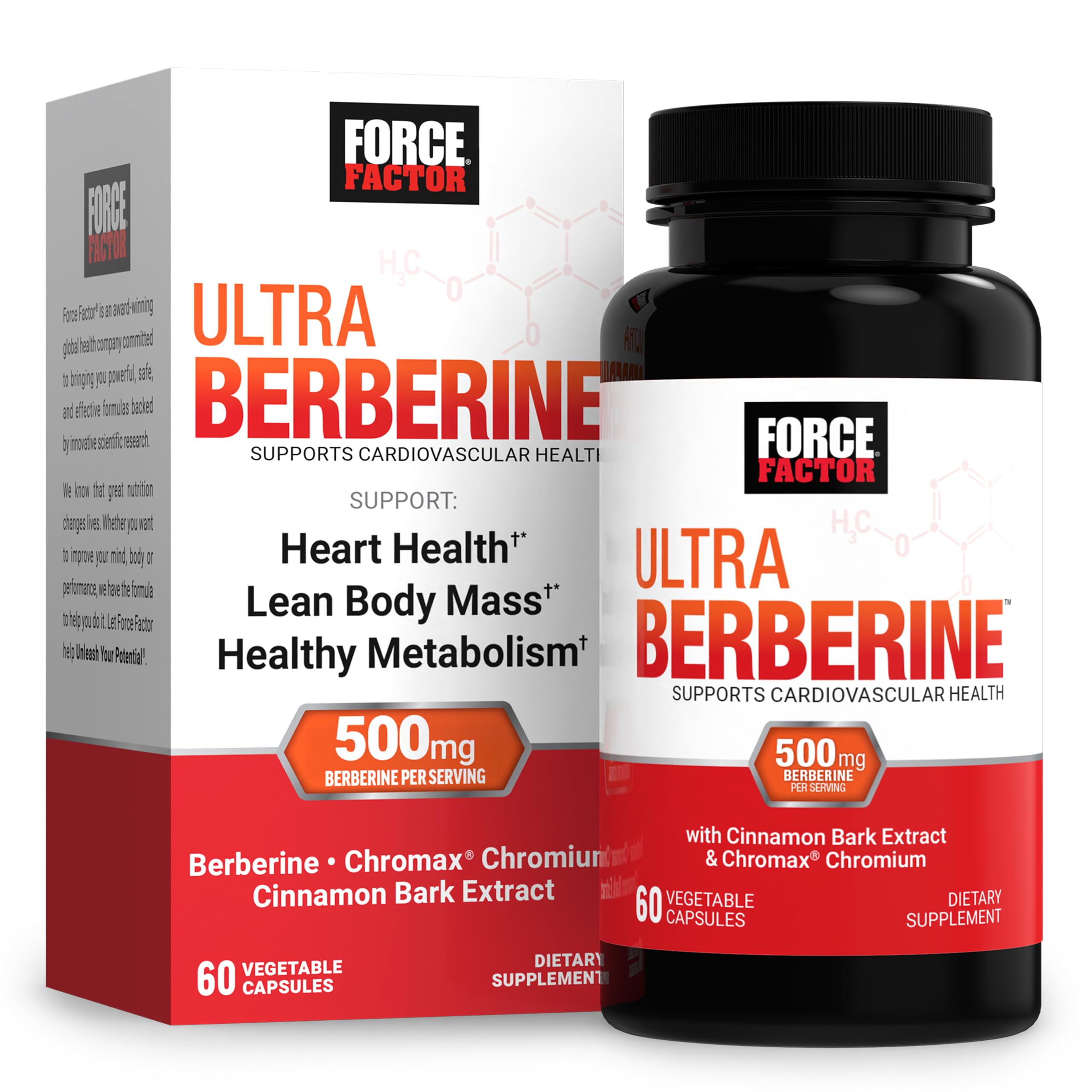 Force Factor Ultra Berberine cápsulas para apoyar el metabolismo diario