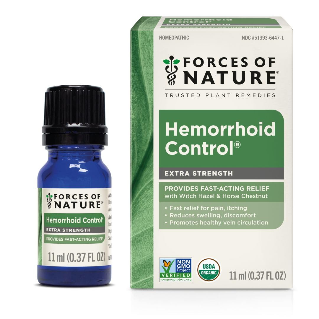 Forces of Nature botella-hemorroides-0-37oz ofrece alivio suave para molestias.