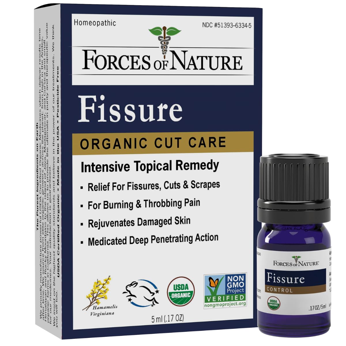 Forces of Nature Fissure Control: botella de 5 ml para alivio suave de fisuras