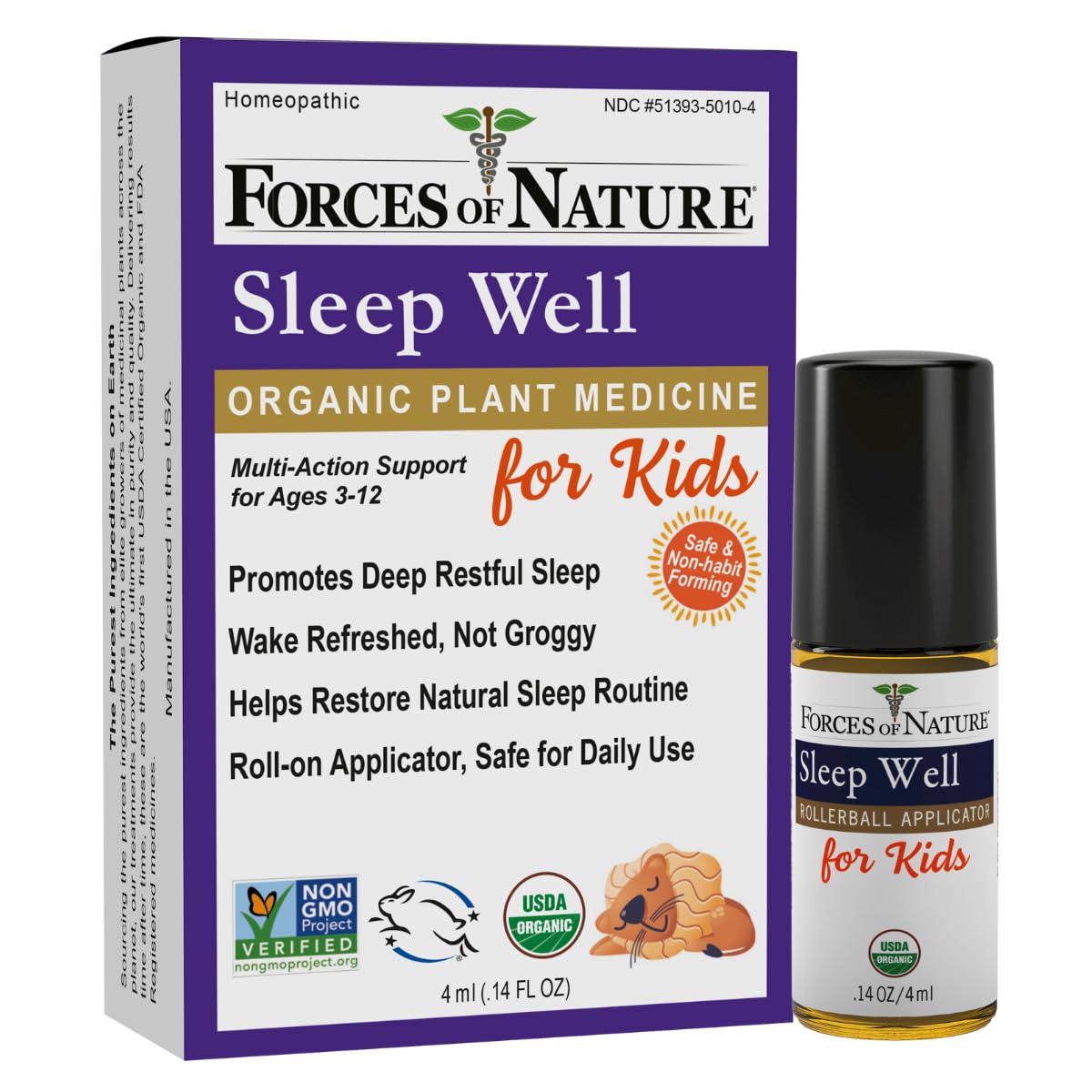 Forces of Nature Sleep Well para niños, aplicación en nariz facilita relajación y sueño.