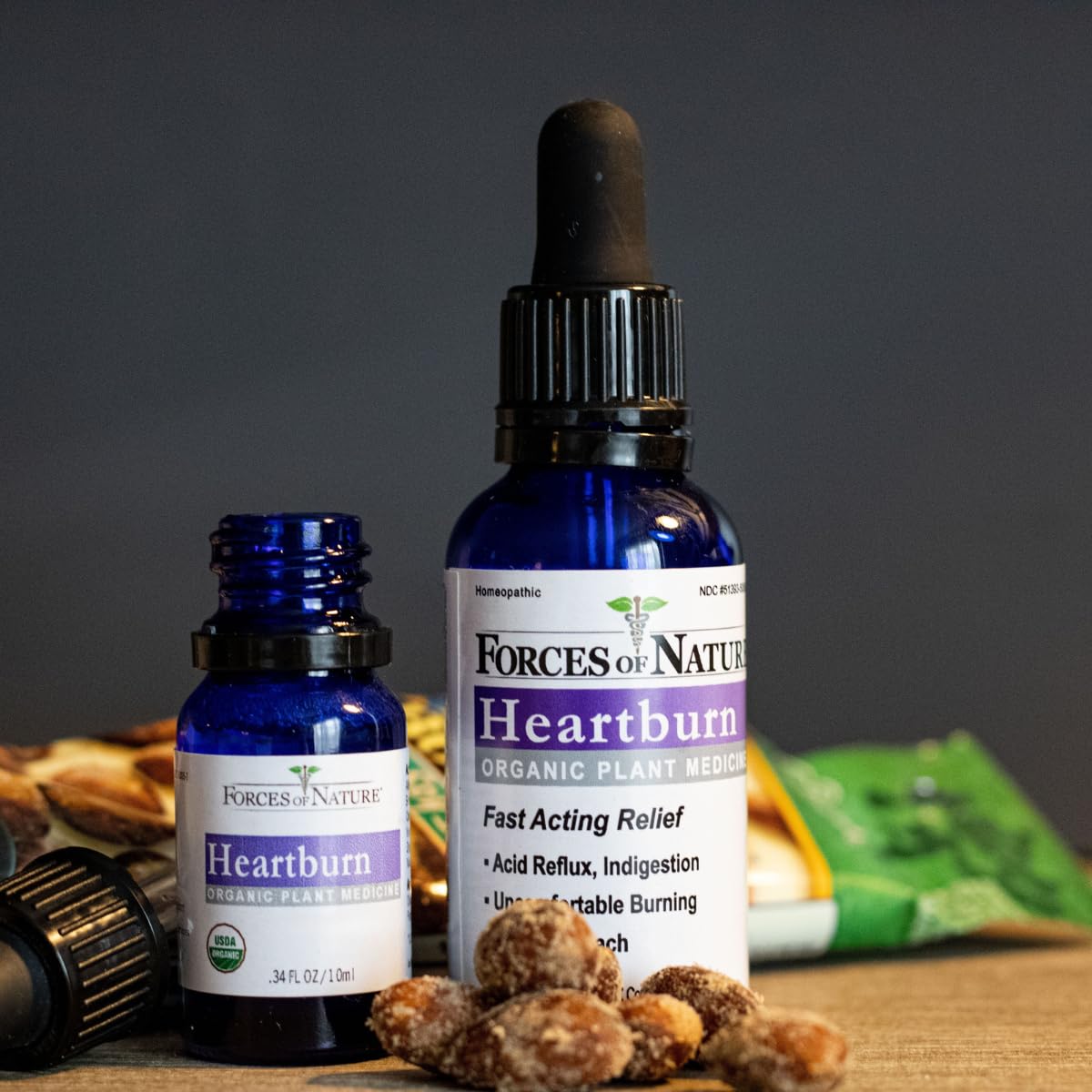 Forces Of Nature Heartburn, dosificador en mano: control preciso de sabor.