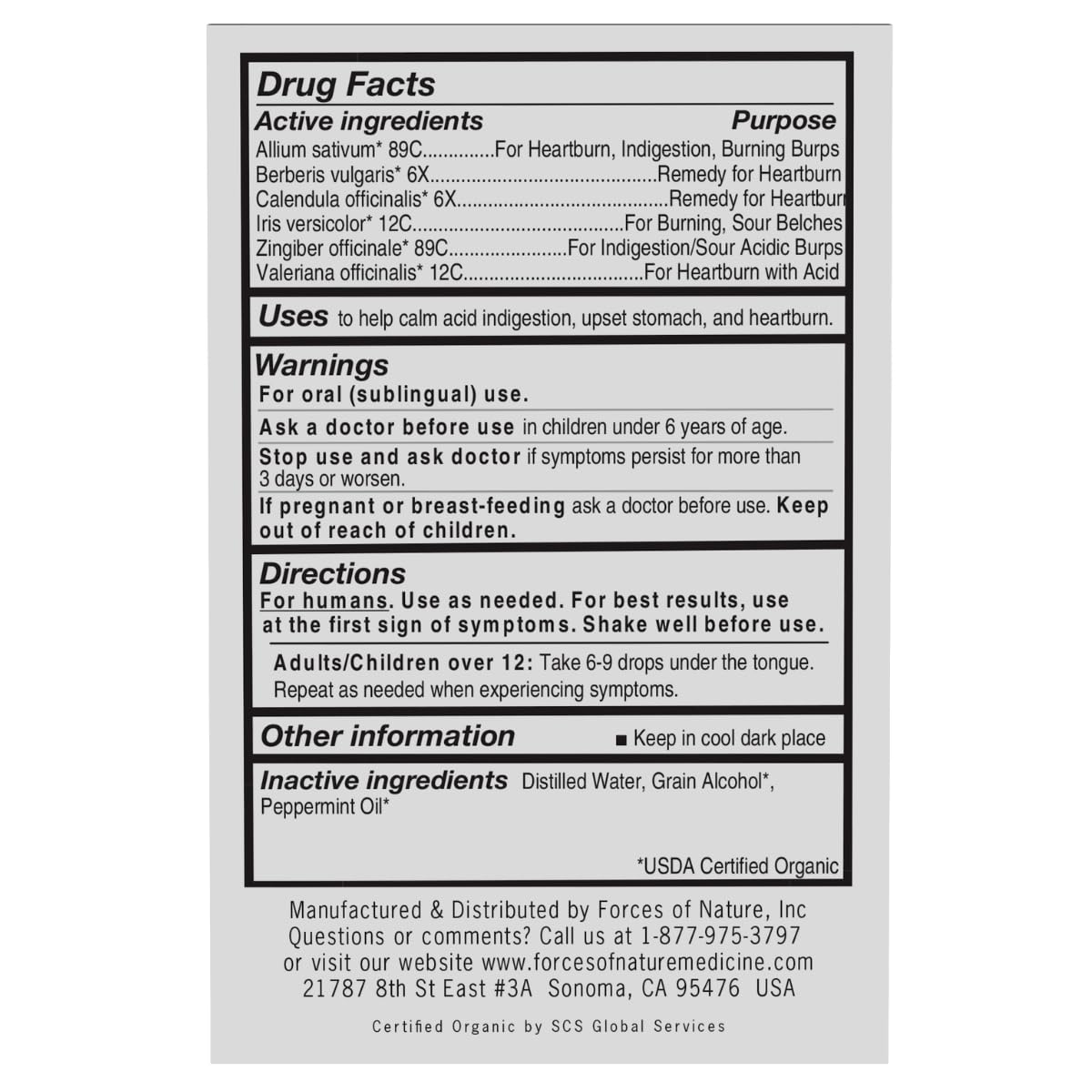 Forces Of Nature Heartburn, ingredientes premium: sabor intenso para condimentos.