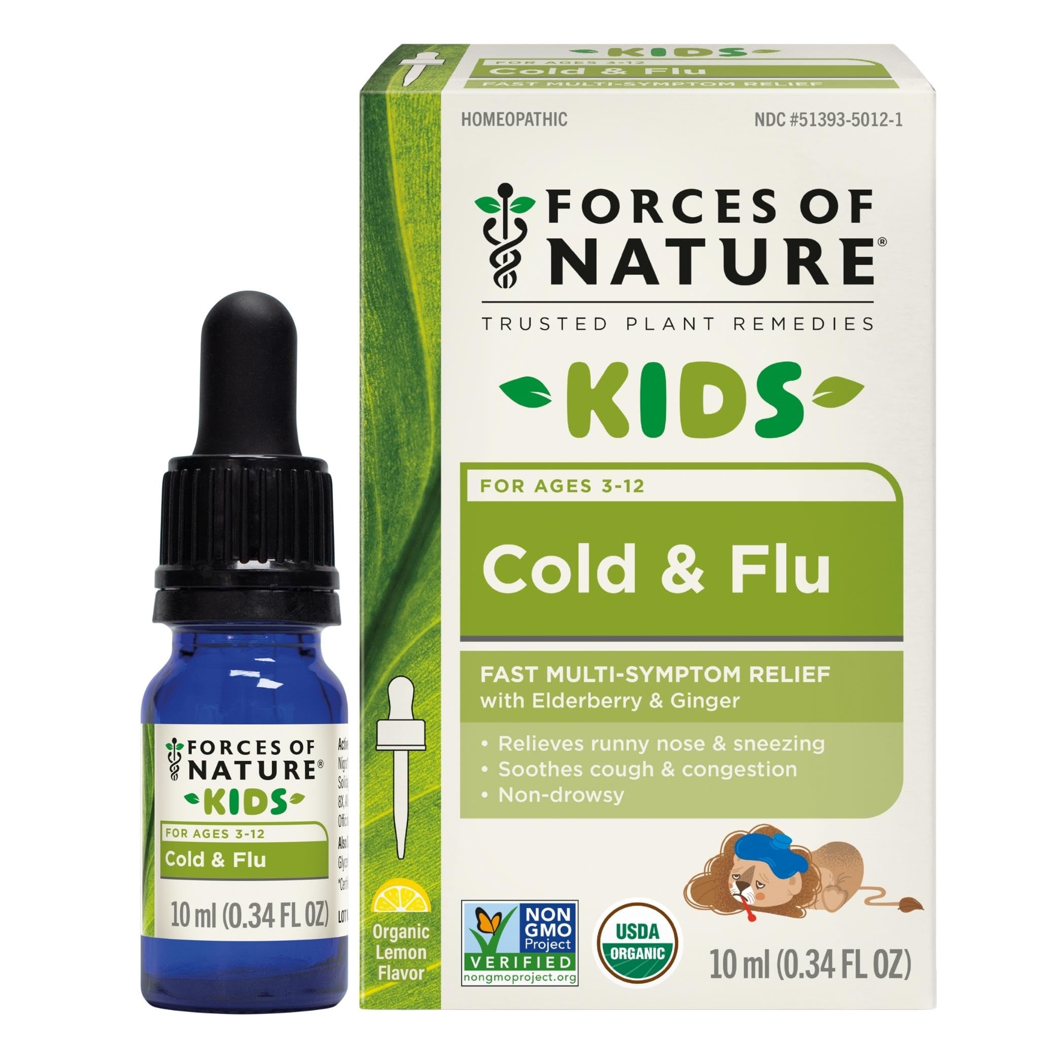 Forces of Nature Niños Frasco con gotero para alivio suave del resfriado