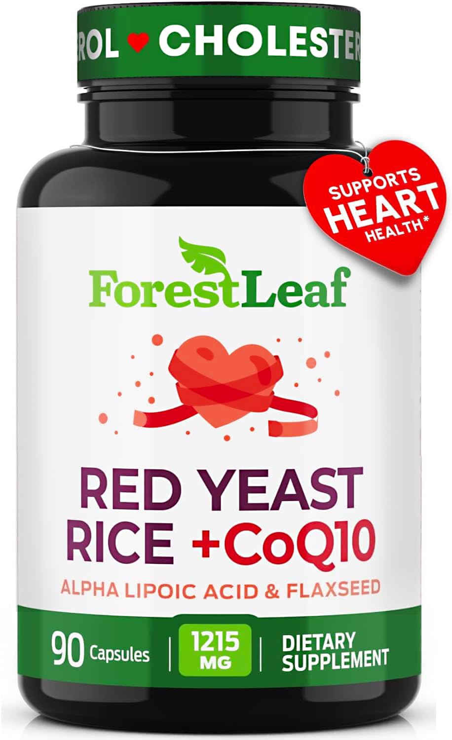 ForestLeaf arroz de levadura roja 1215 mg en cápsulas para apoyo diario a la salud cardiovascular