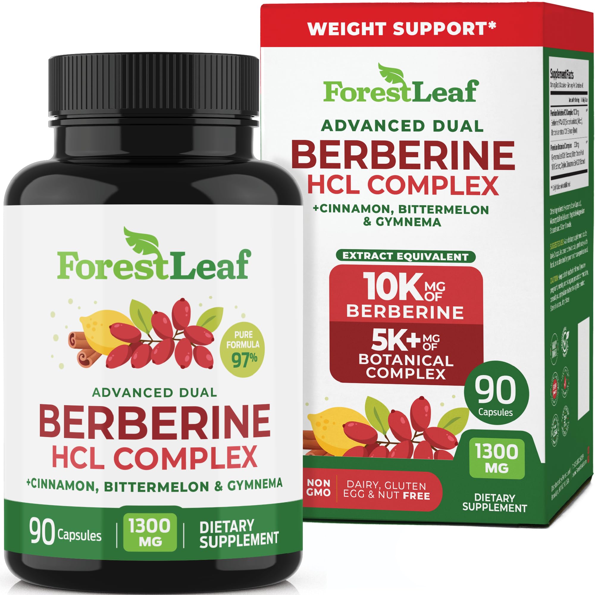 ForestLeaf Berberina cápsulas 1300 mg: posible apoyo para energía diaria.