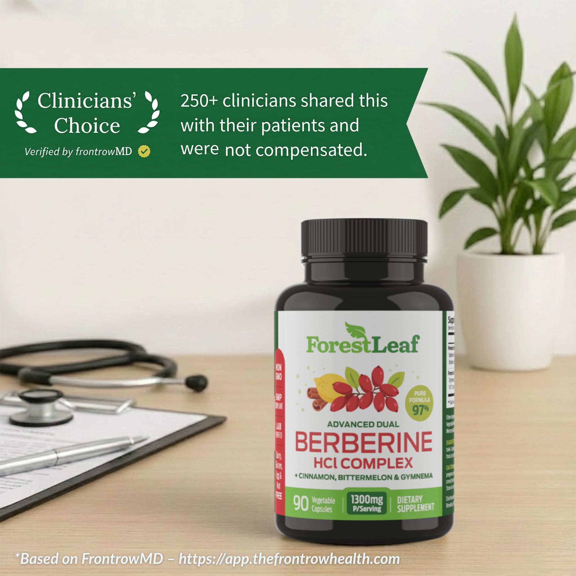 ForestLeaf Berberina ingredientes clave: berberina HCl y extracto 10:1.