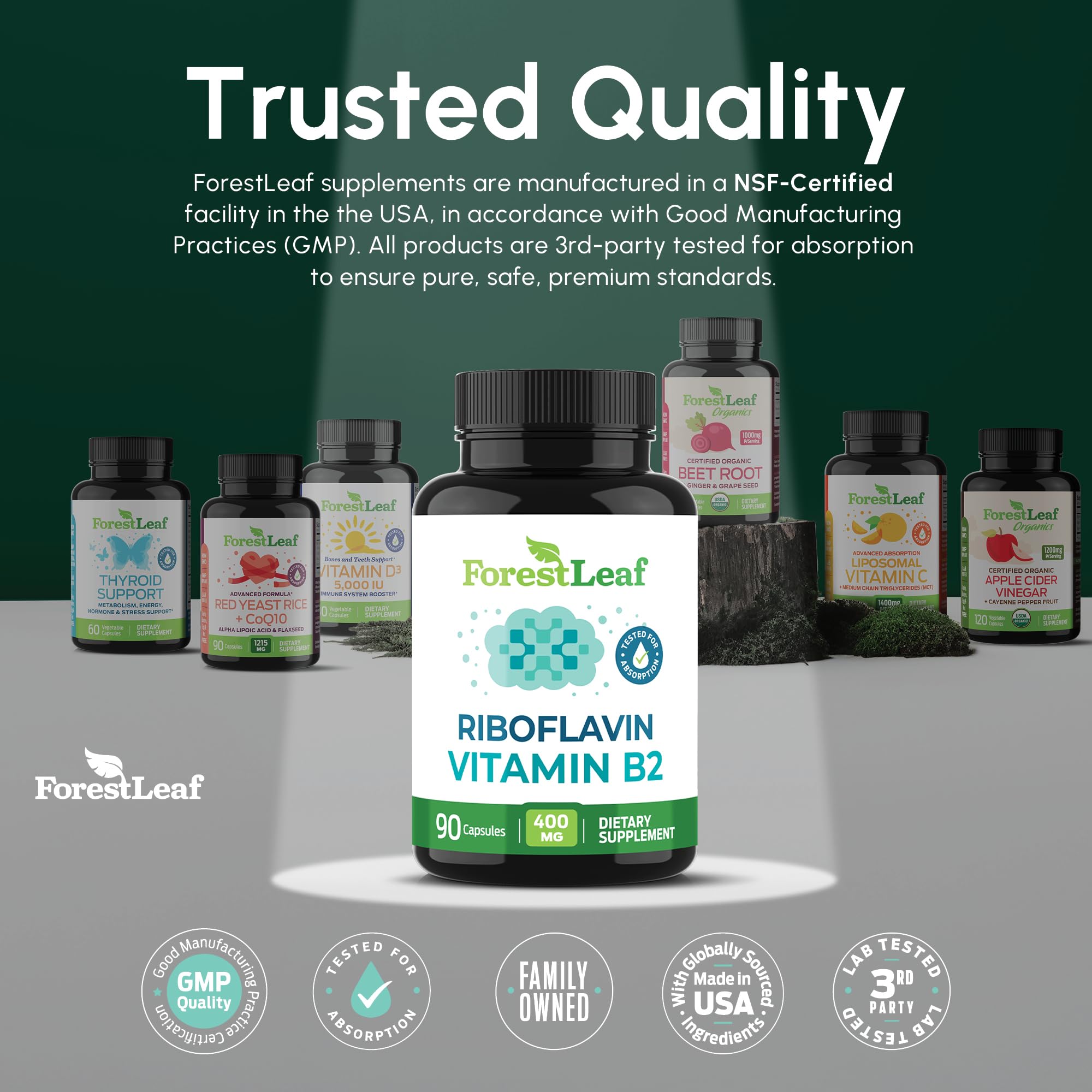 ForestLeaf Cápsulas vegetales: formato vegetariano para consumo diario.