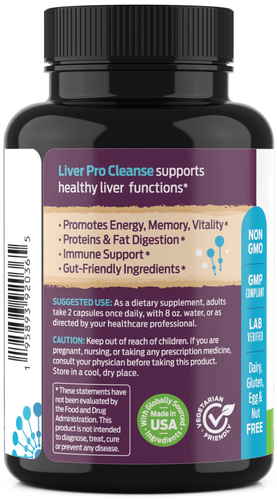 ForestLeaf Detox Higado en frasco de 60 cápsulas.