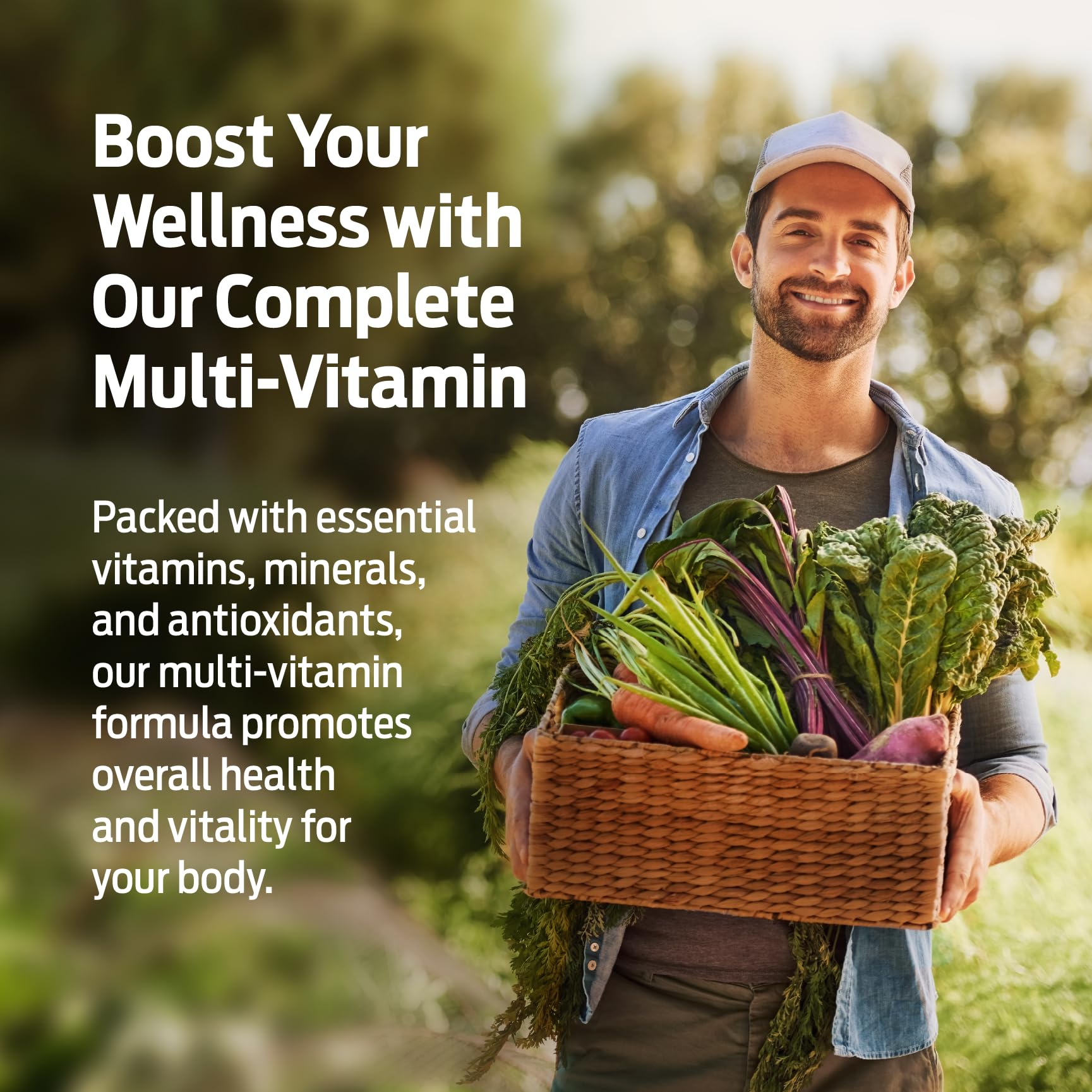 Sin gluten, ForestLeaf multivitaminos para hombres, apto para dietas específicas.
