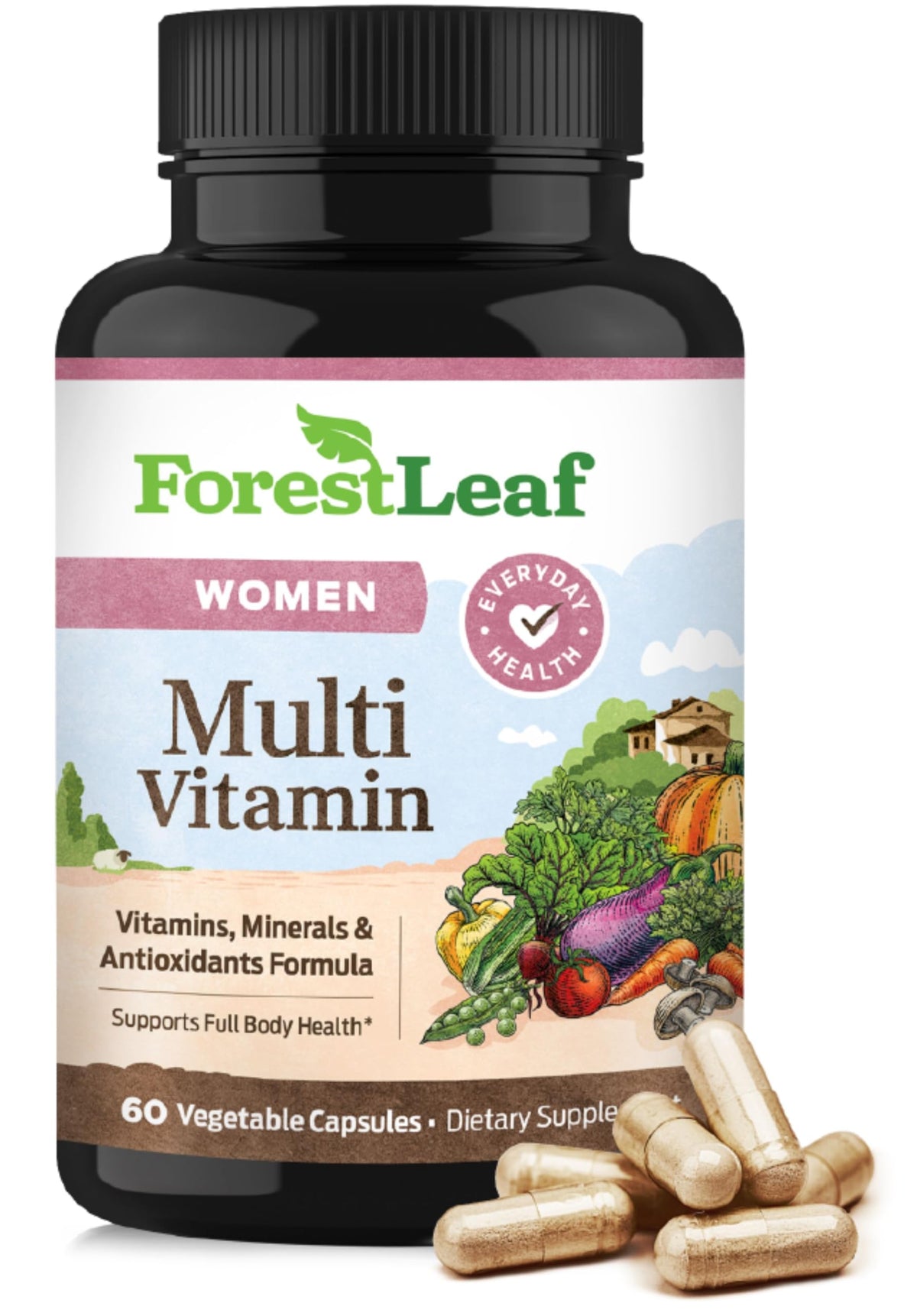 ForestLeaf Dosis diaria para mujer: cápsulas fáciles de tomar para energía sostenida.