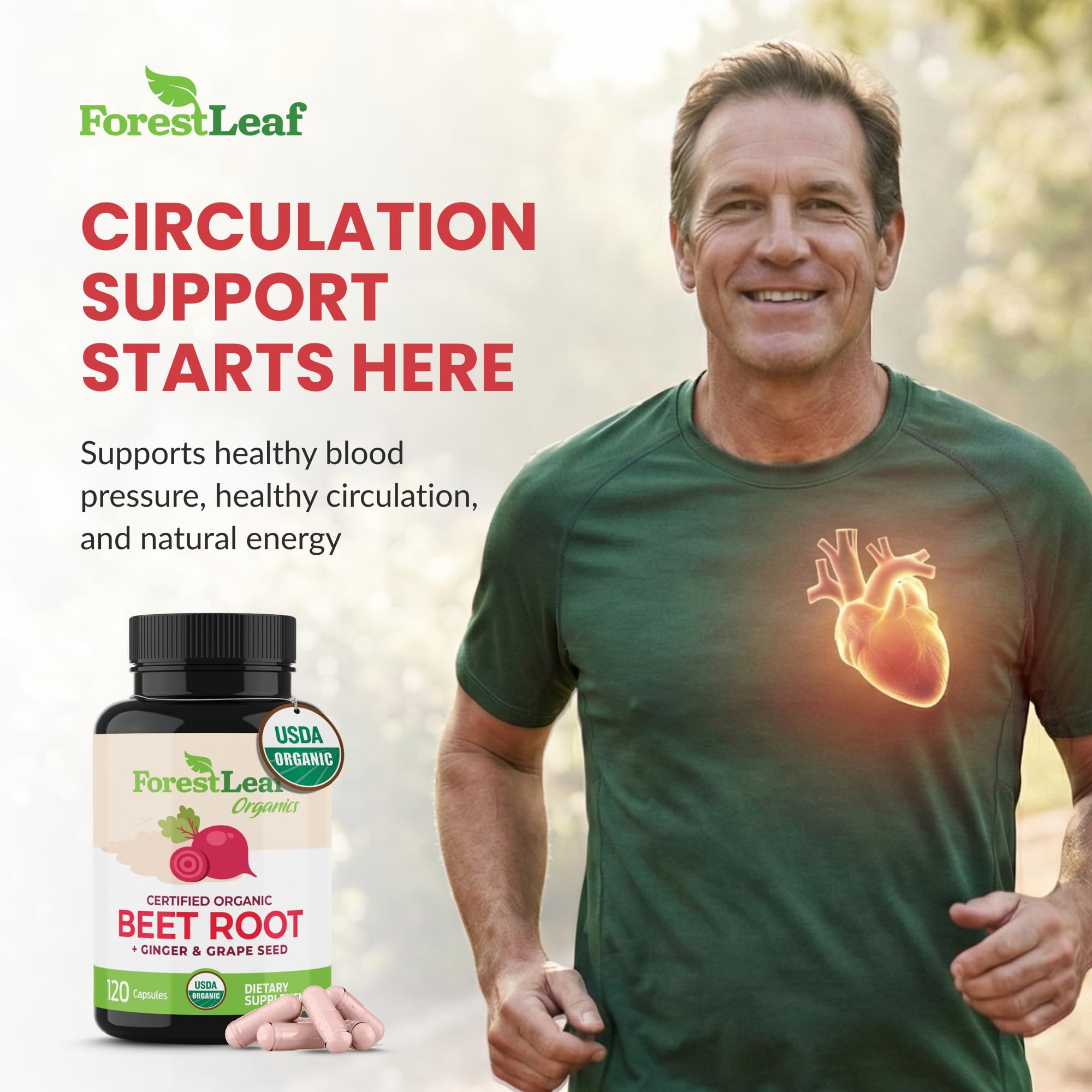 ForestLeaf mezcla de jengibre y semilla de uva, potenciación de beneficios.