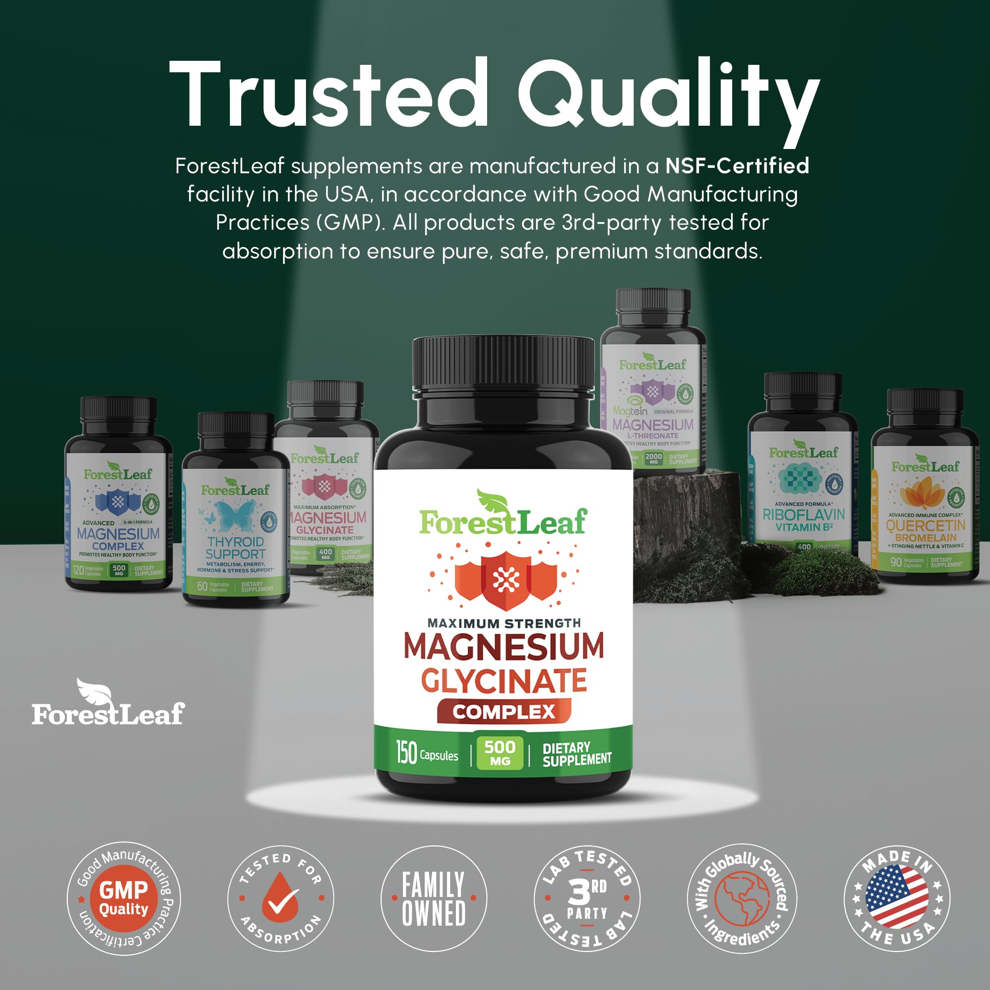 ForestLeaf glicinato de magnesio 500 mg rutina de ejercicio y recuperación