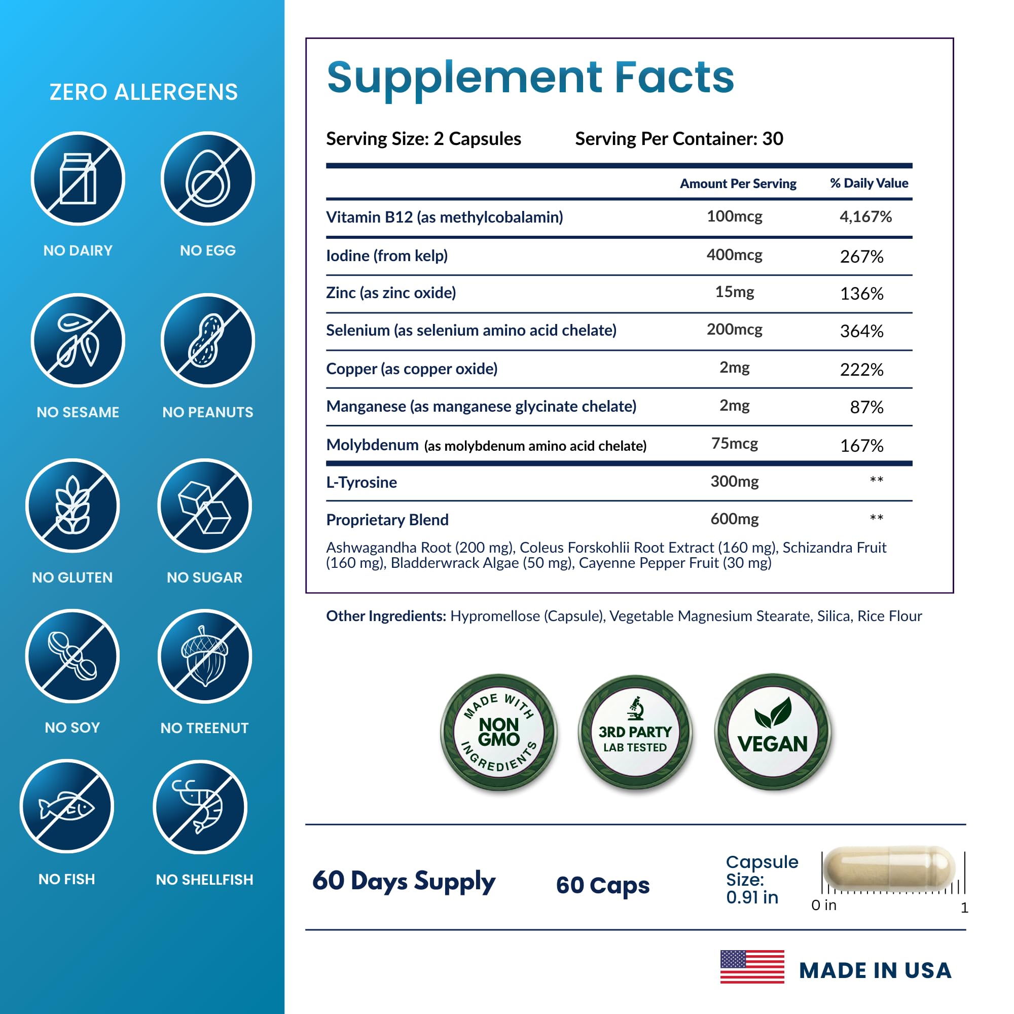 ForestLeaf Thyroid Support: raíz de ashwagandha para equilibrio y calma diaria.