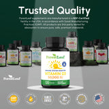 ForestLeaf Vitamina D3: laboratorio certificado en EE. UU. y pruebas independientes.