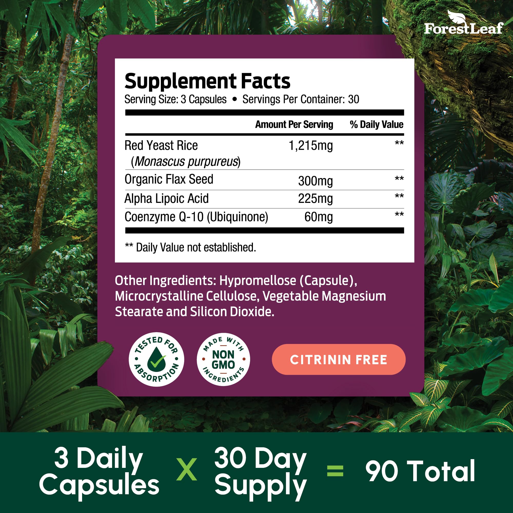 ForestLeaf libre de citrinina fórmula limpia para tranquilidad