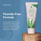Aloe estabilizado en Forever Living Bright Toothgel, textura suave para cepillado.