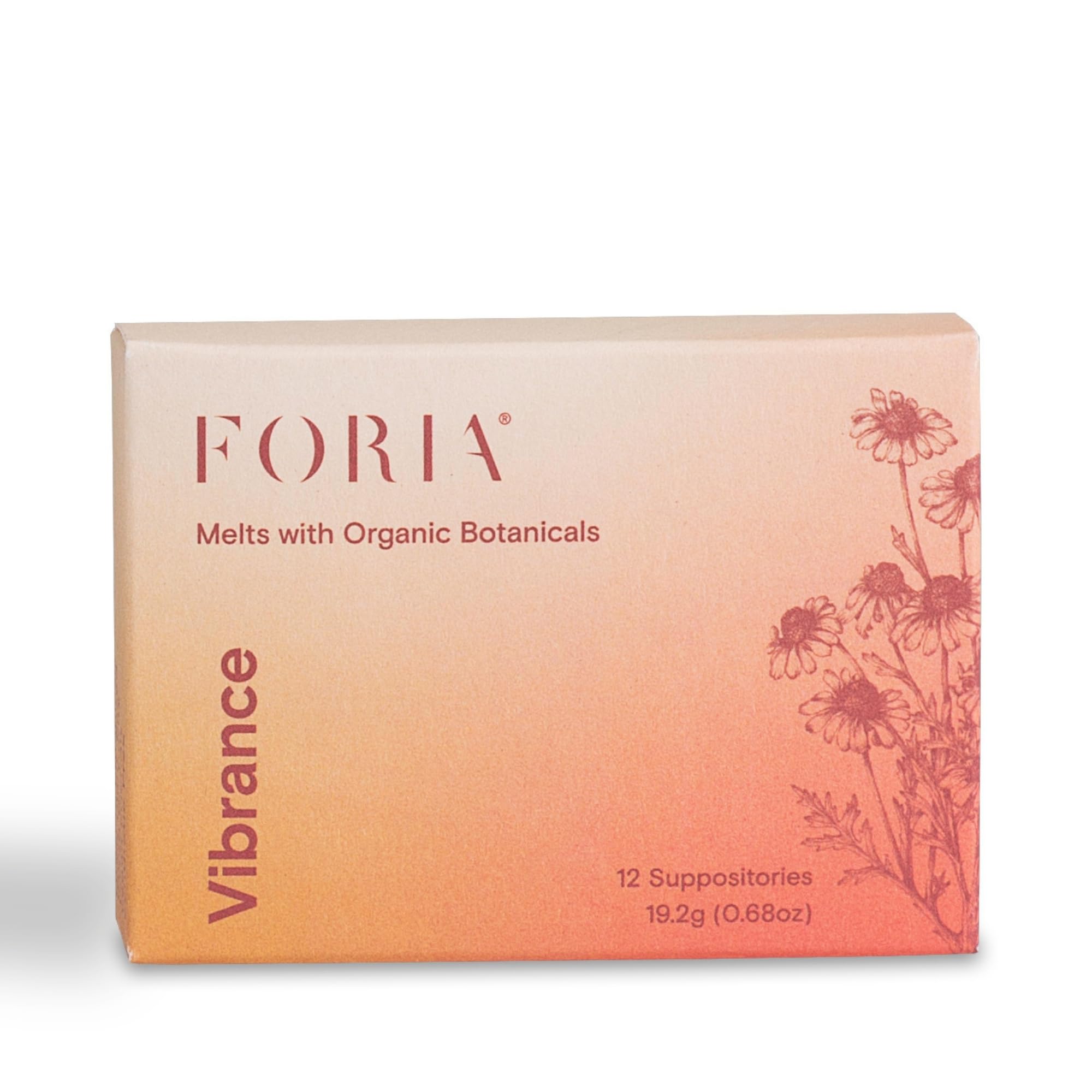FORIA Vibrance Melts, envase y presentación, cuidado íntimo natural.