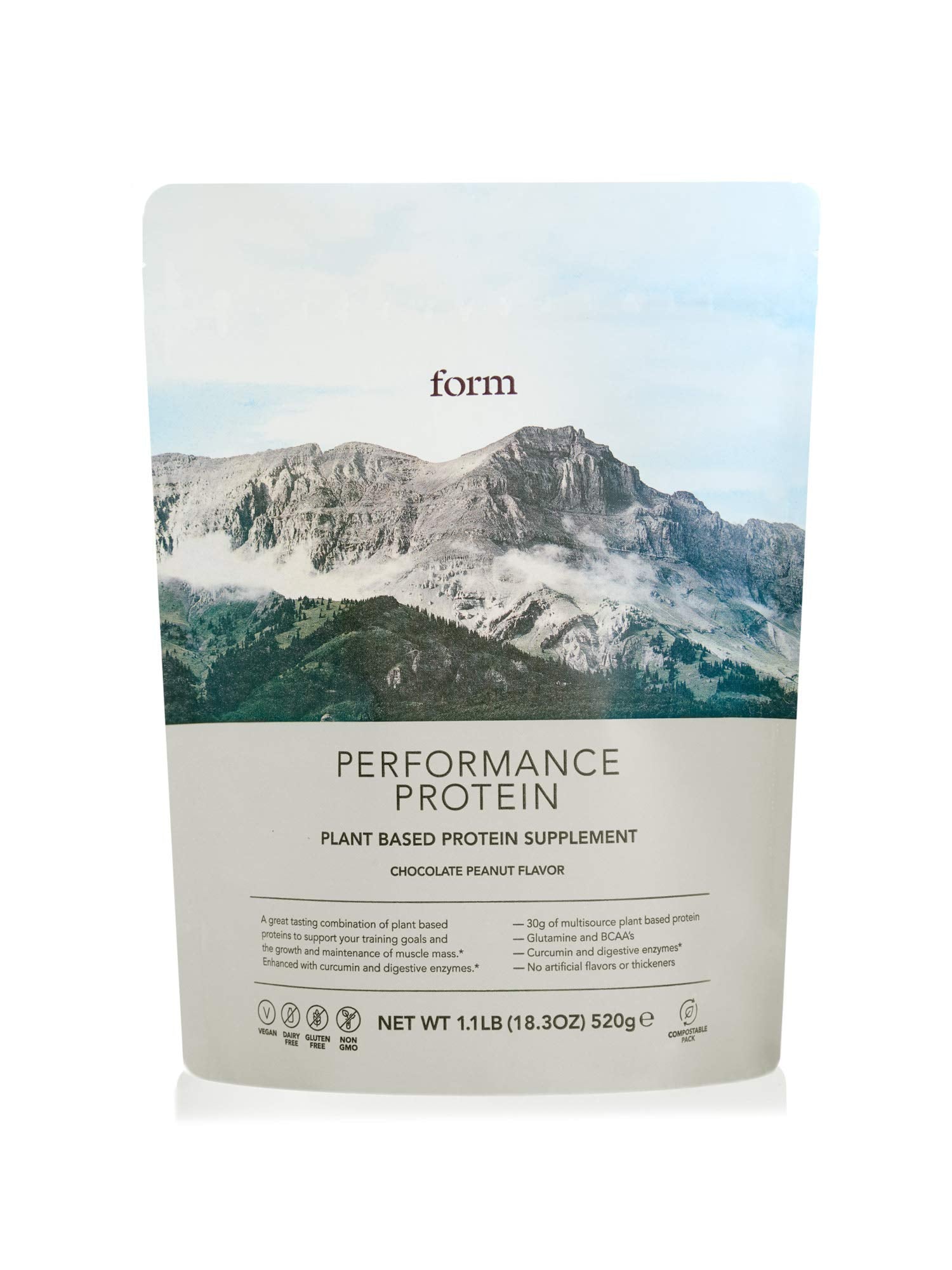 Form Proteína de Rendimiento Vegana en empaque eco-amigable para consumo responsable.