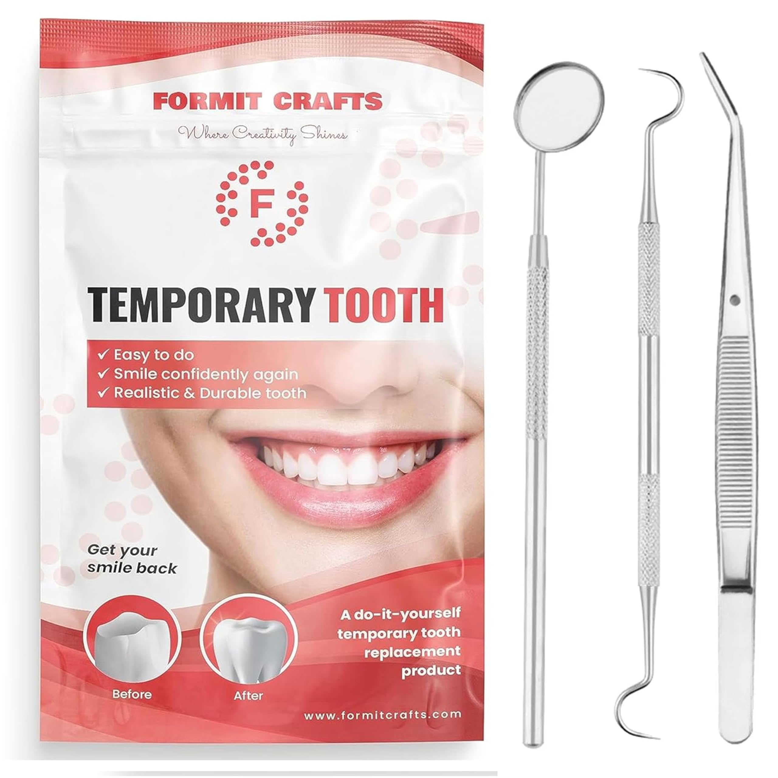 Formit Crafts perlas termoplásticas 40 g en envase, relleno estético para dientes dañados.